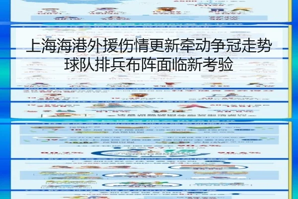上海海港外援伤情更新牵动争冠走势 球队排兵布阵面临新考验